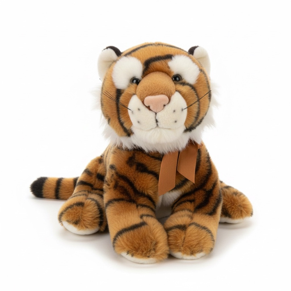 SKM Enterprises Tiger Plush Stuffed Animal Orange Black Striped Sitting Toy